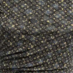 Pre Owned Louis Vuitton Black Monogram Wool Knit Ruched Mini Dress M