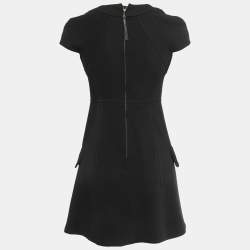 Pre Owned Louis Vuitton Black Crepe Cape Sleeve Short Dress S