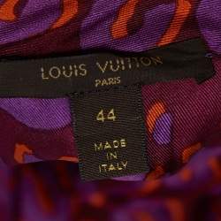 Louis Vuitton Purple Leopard Print Silk Belted Short Dress L
