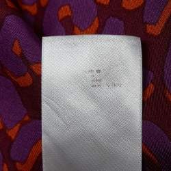Louis Vuitton Purple Leopard Print Silk Belted Short Dress L