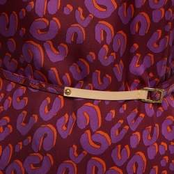Louis Vuitton Purple Leopard Print Silk Belted Short Dress L