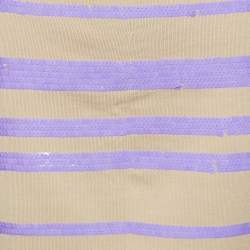 Pre Owned Louis Vuitton Beige Knit Striped Sequined Mini Skirt L