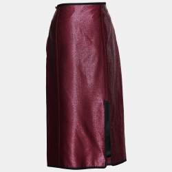 Louis Vuitton Burgundy Lurex Silk Midi Skirt M