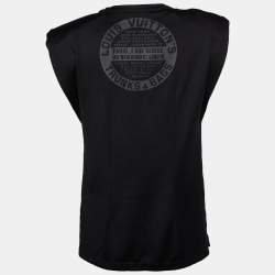Louis Vuitton Black Tribal Printed Silk Knit Shoulder Pad Detail T-Shirt M