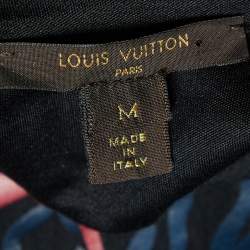 Louis Vuitton Black Tribal Printed Silk Knit Shoulder Pad Detail T-Shirt M