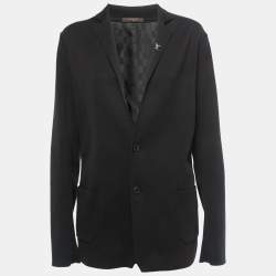Louis Vuitton Black Cotton Knit Single Breasted Blazer S
