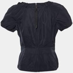 Louis Vuitton Black Silk Blend Bow Detail Top M