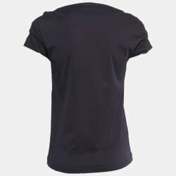 Pre Owned Louis Vuitton Navy Blue Cotton Sleeve Heart Neck Short Sleeve T-Shirt S