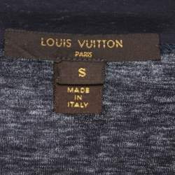 Pre Owned Louis Vuitton Navy Blue Cotton Sleeve Heart Neck Short Sleeve T-Shirt S