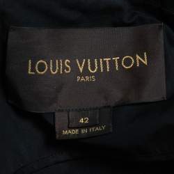 Pre Owned Louis Vuitton Black Cotton Double Breasted Belted Mini Dress L