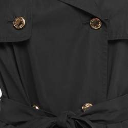 Pre Owned Louis Vuitton Black Cotton Double Breasted Belted Mini Dress L