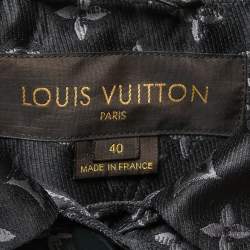 Louis Vuitton Black Logo Monogram Silk Blend Belted Trench Coat M