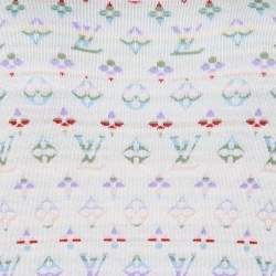 Louis Vuitton White Monogram Silk Knit Short Sleeve Top M