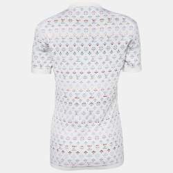 Louis Vuitton White Monogram Silk Knit Short Sleeve Top M