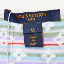 Louis Vuitton White Monogram Silk Knit Short Sleeve Top M