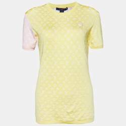 Louis Vuitton Yellow Monogram Silk Knit Sweater Top M