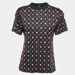 Louis Vuitton Black Logo Monogram Printed Cotton Knit Crewneck T-Shirt S