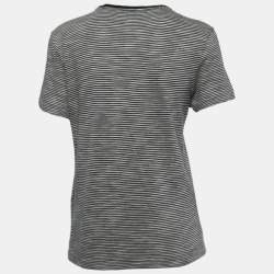 Louis Vuitton Black & White Striped Silk Knit T-Shirt XS