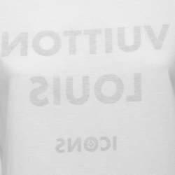Louis Vuitton Wite Logo Printed Cotton Knit Chain Neck Detail T-Shirt S