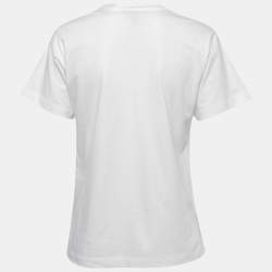 Louis Vuitton Wite Logo Printed Cotton Knit Chain Neck Detail T-Shirt S