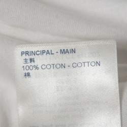Louis Vuitton Wite Logo Printed Cotton Knit Chain Neck Detail T-Shirt S
