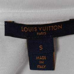 Louis Vuitton Wite Logo Printed Cotton Knit Chain Neck Detail T-Shirt S