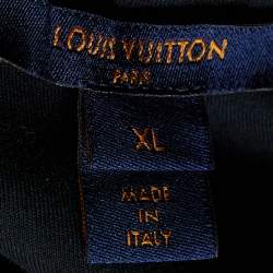 Pre Owned Louis Vuitton Black Cotton Logo Stamp Printed T Shirt XL