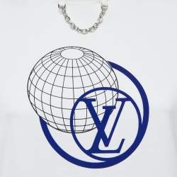 Louis Vuitton White Logo Patch Globe Print Cotton Crew Neck Half Sleeve T-Shirt XS