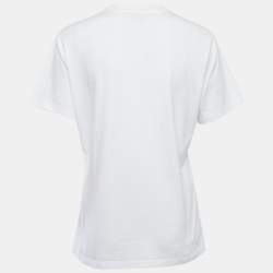 Louis Vuitton White Logo Patch Globe Print Cotton Crew Neck Half Sleeve T-Shirt XS