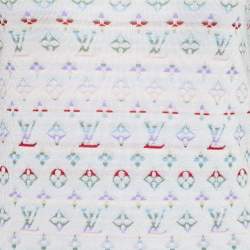 Pre Owned Louis Vuitton White Silk Logo Jacquard Knit T-Shirt S