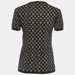 Pre Owned Louis Vuitton Black Monogram Jacquard Knit Crew Neck Half Sleeve T-Shirt S