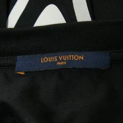 Pre Owned Louis Vuitton Black Logo Print Cotton Crew Neck Half Sleeve T-Shirt XS
