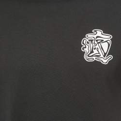 Pre Owned Louis Vuitton Black Logo Print Cotton Crew Neck Half Sleeve T-Shirt XS
