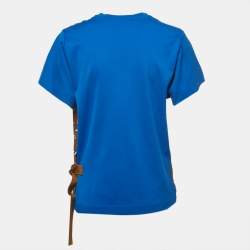 Louis Vuitton Brown/Blue Monogram Silk & Cotton Half Sleeve T-Shirt M