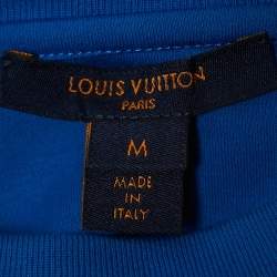 Louis Vuitton Brown/Blue Monogram Silk & Cotton Half Sleeve T-Shirt M