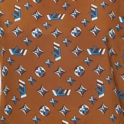 Louis Vuitton Brown/Blue Monogram Silk & Cotton Half Sleeve T-Shirt M