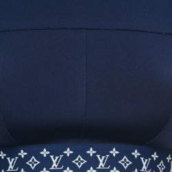 Louis Vuitton Navy Blue Monogram Stretch Knit Flight Mode Crop Top and Jeggings Set S