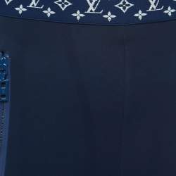 Louis Vuitton Navy Blue Monogram Stretch Knit Flight Mode Crop Top and Jeggings Set S