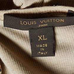 Pre Owned Louis Vuitton Beige Logo Embellished Cotton Knit T-Shirt XL