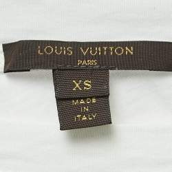 Pre Owned Louis Vuitton White Logo Print Cotton Short Sleeve Belted T-Shirt XS