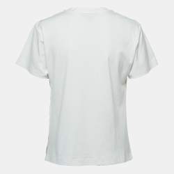 Louis Vuitton Cream All-over Print Silk & Cotton 3 Layered Short Sleeve T-Shirt S