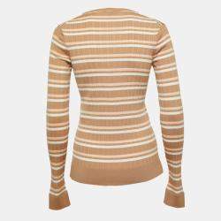 Louis Vuitton Beige Striped Wool Round Neck Jumper M