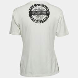 Louis Vuitton Cream Print Cotton Half Sleeve T-Shirt M