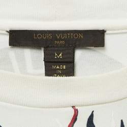 Louis Vuitton Cream Print Cotton Half Sleeve T-Shirt M