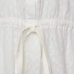 Louis Vuitton White Monogram Fil Coupé Lavaliere Collar Dress S