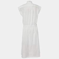 Louis Vuitton White Monogram Fil Coupé Lavaliere Collar Dress S