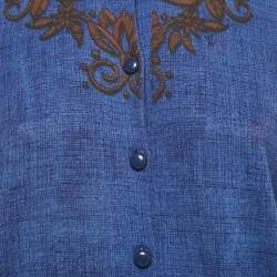 مملوكة مسبقًا Louis Vuitton Blue Print Cotton Buttoned Cardigan M
