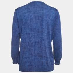مملوكة مسبقًا Louis Vuitton Blue Print Cotton Buttoned Cardigan M