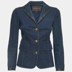 Louis Vuitton Navy Blue Monogram Jacquard Denim Blazer XS