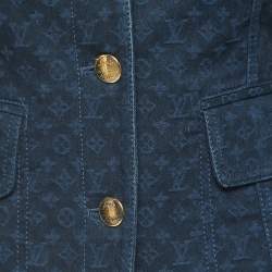 Louis Vuitton Navy Blue Monogram Jacquard Denim Blazer XS